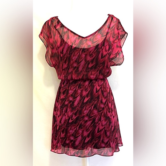 Express Mini Dress Maroon and Black Size XS - Picture 3 of 7